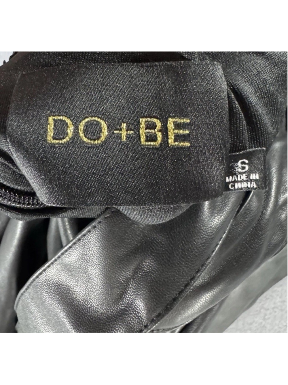 DO + BE Black Faux Leather Mini Dress Ruffle Bodice - Picture 2 of 13